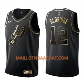 Maillot NBA San Antonio Spurs LaMarcus Aldridge 12 Nike Noir Golden Edition Swingman - Homme